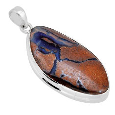 29.82cts natural brown boulder opal fancy sterling silver pendant jewelry y64277