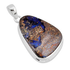 24.38cts natural brown boulder opal fancy sterling silver pendant jewelry y64280