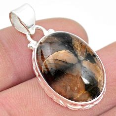 16.87cts natural brown chiastolite 925 sterling silver pendant jewelry d48643