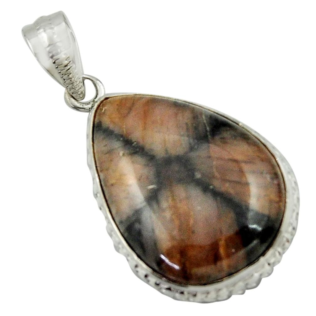 20.88cts natural brown chiastolite 925 sterling silver pendant jewelry r41721