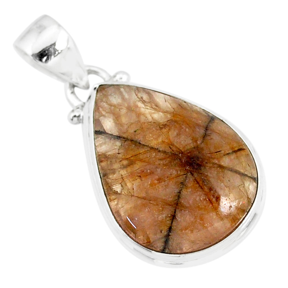 14.72cts natural brown chiastolite 925 sterling silver handmade pendant r86466