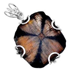 28.88cts natural brown chiastolite 925 sterling silver pendant jewelry t47925