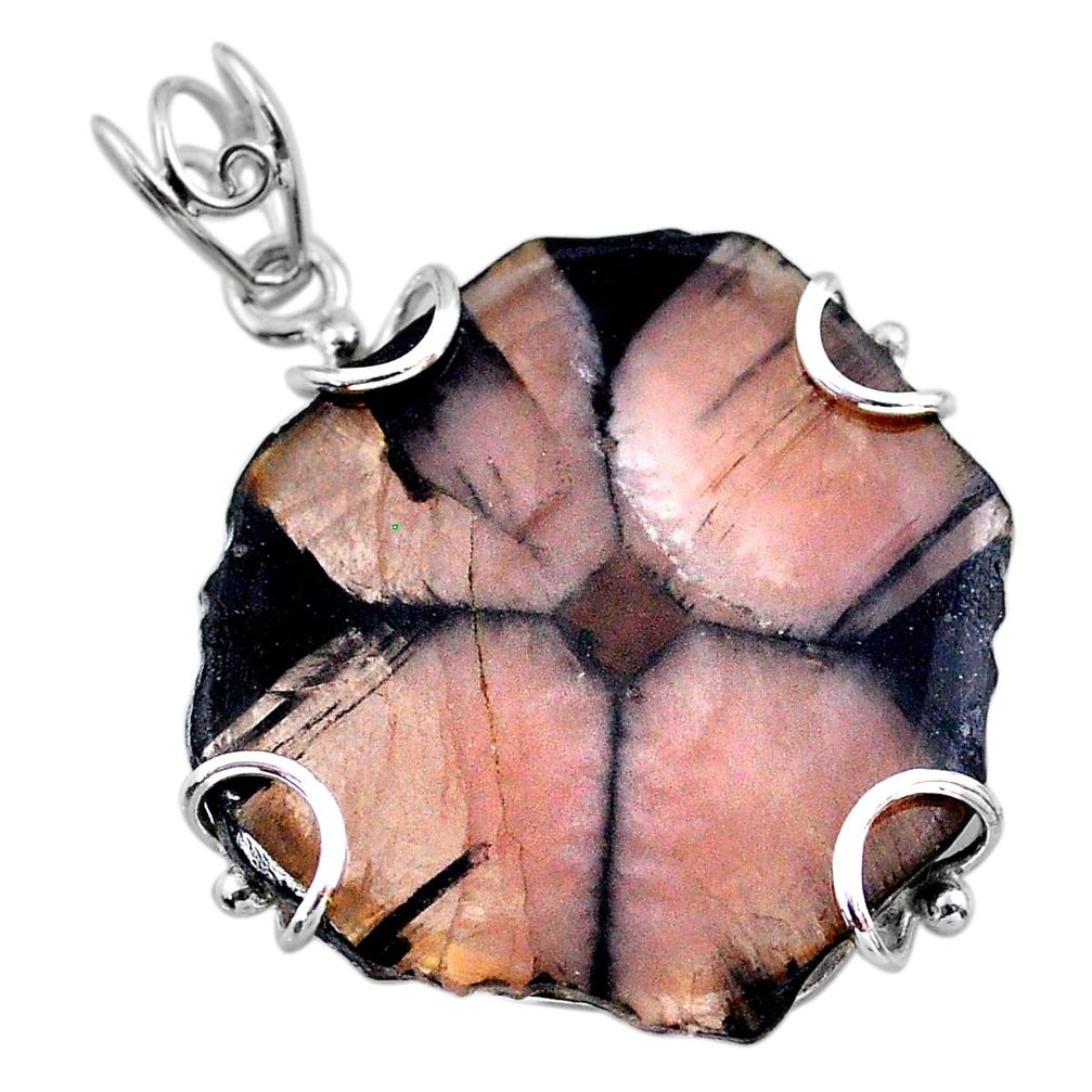 34.34cts natural brown chiastolite 925 sterling silver pendant jewelry t47929