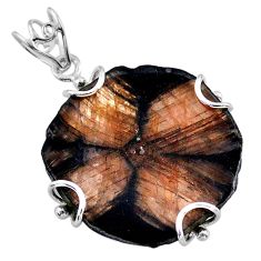 34.31cts natural brown chiastolite 925 sterling silver pendant jewelry t47931