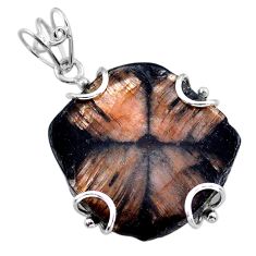 28.88cts natural brown chiastolite 925 sterling silver pendant jewelry t47934