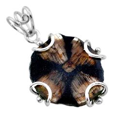 18.73cts natural brown chiastolite 925 sterling silver pendant jewelry t47942