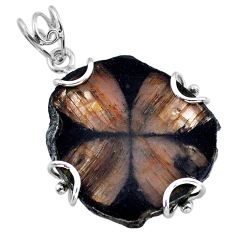 29.55cts natural brown chiastolite 925 sterling silver pendant jewelry t47949