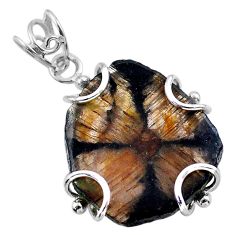 19.24cts natural brown chiastolite 925 sterling silver pendant jewelry t47962