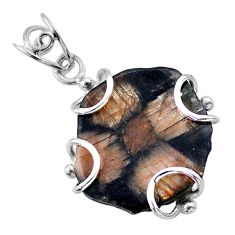 14.67cts natural brown chiastolite 925 sterling silver pendant jewelry t47963