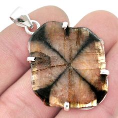 27.81cts natural brown chiastolite 925 sterling silver pendant jewelry u44802