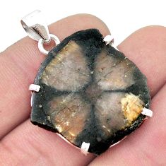 22.48cts natural brown chiastolite 925 sterling silver pendant jewelry u44811