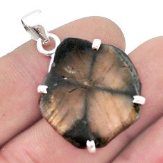 20.42cts natural brown chiastolite 925 sterling silver pendant jewelry u44839