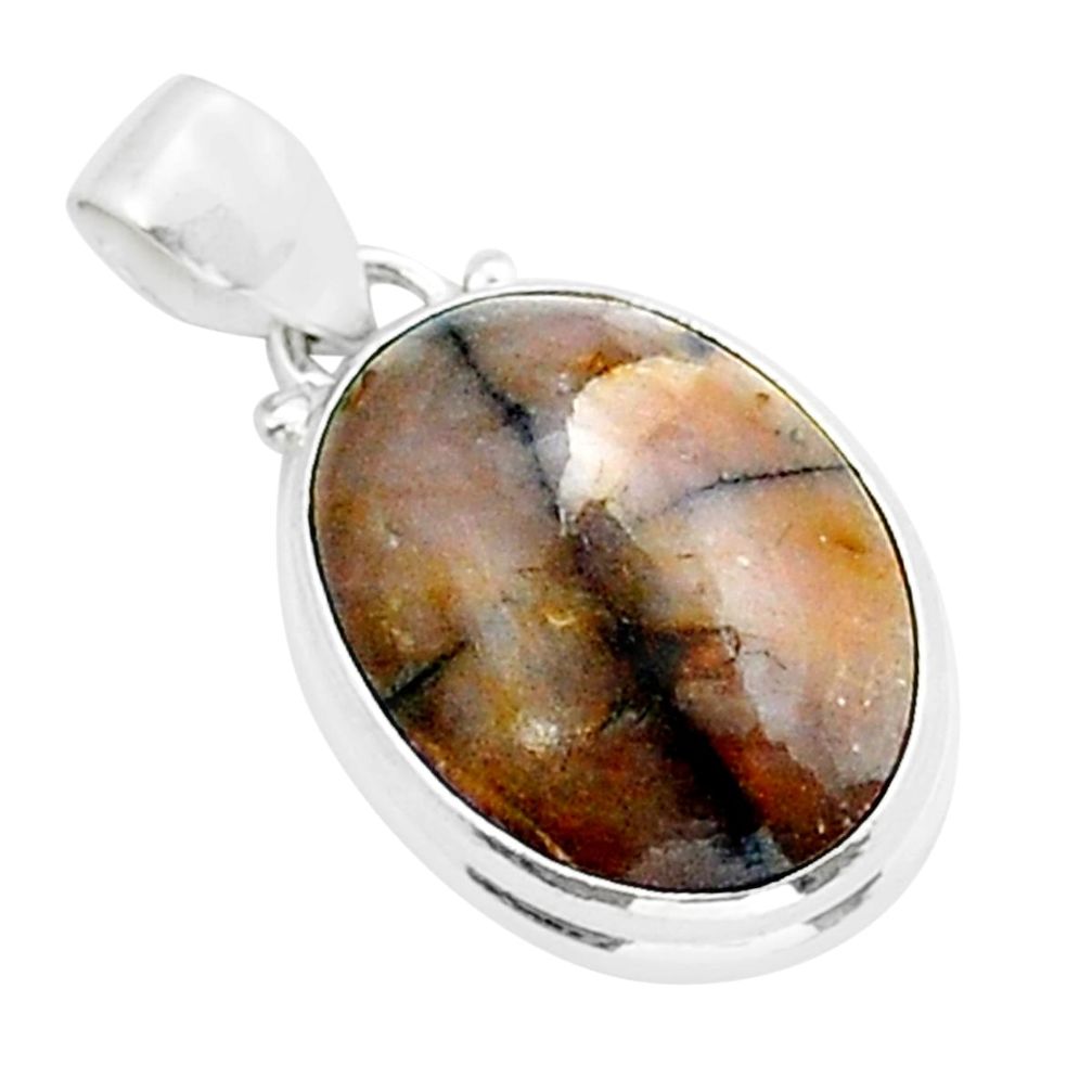 13.97cts natural brown chiastolite 925 sterling silver pendant jewelry y15119