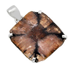 25.93cts natural brown chiastolite 925 sterling silver pendant jewelry y88840