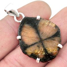 18.40cts natural brown chiastolite fancy sterling silver pendant jewelry u44805