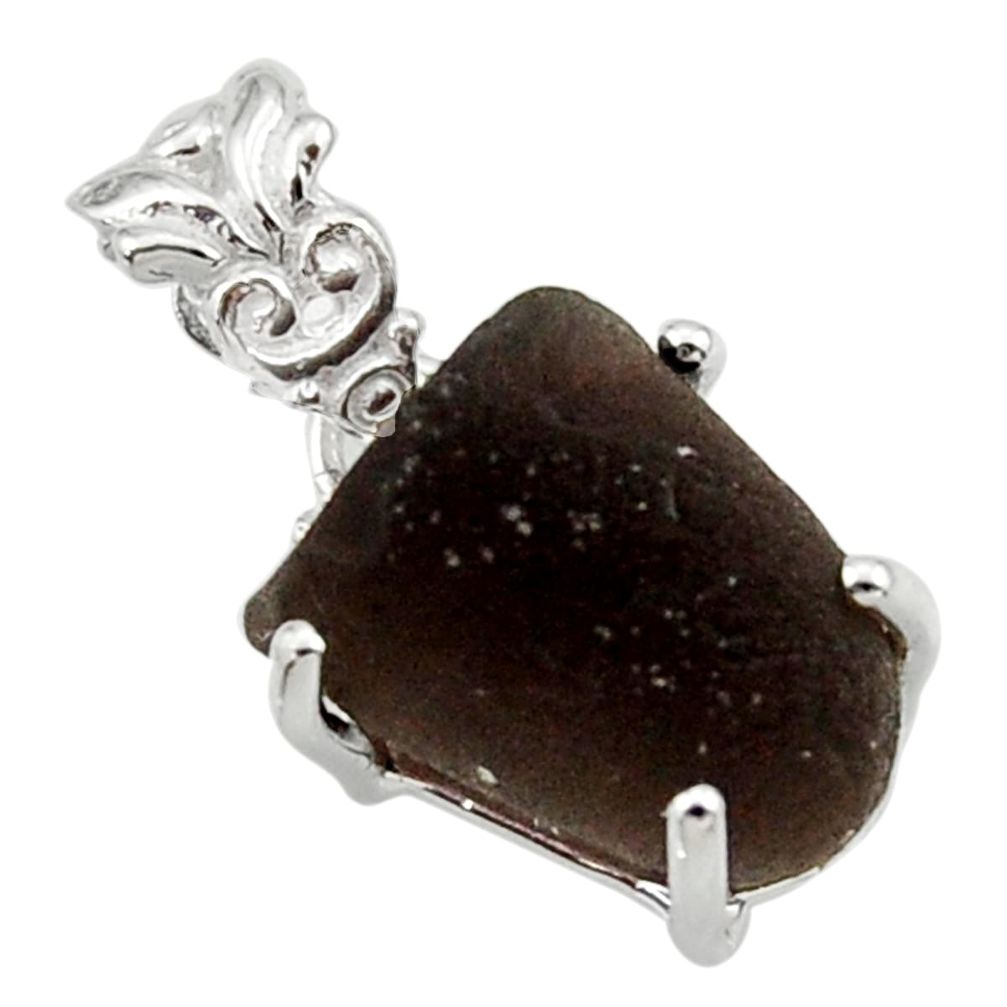 9.16cts natural brown chintamani saffordite 925 sterling silver pendant r29767