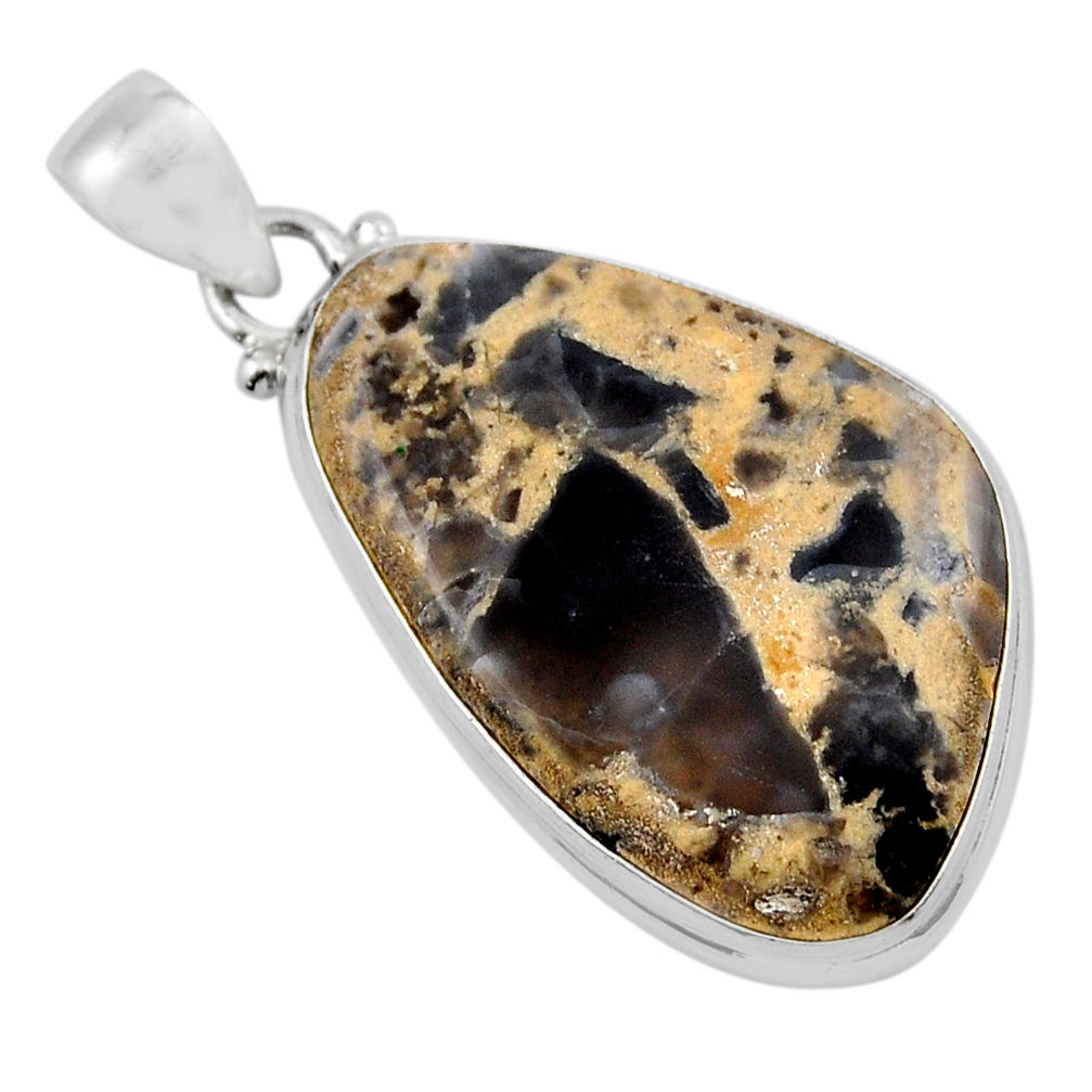 18.70cts natural brown coffee bean jasper 925 sterling silver pendant y42201