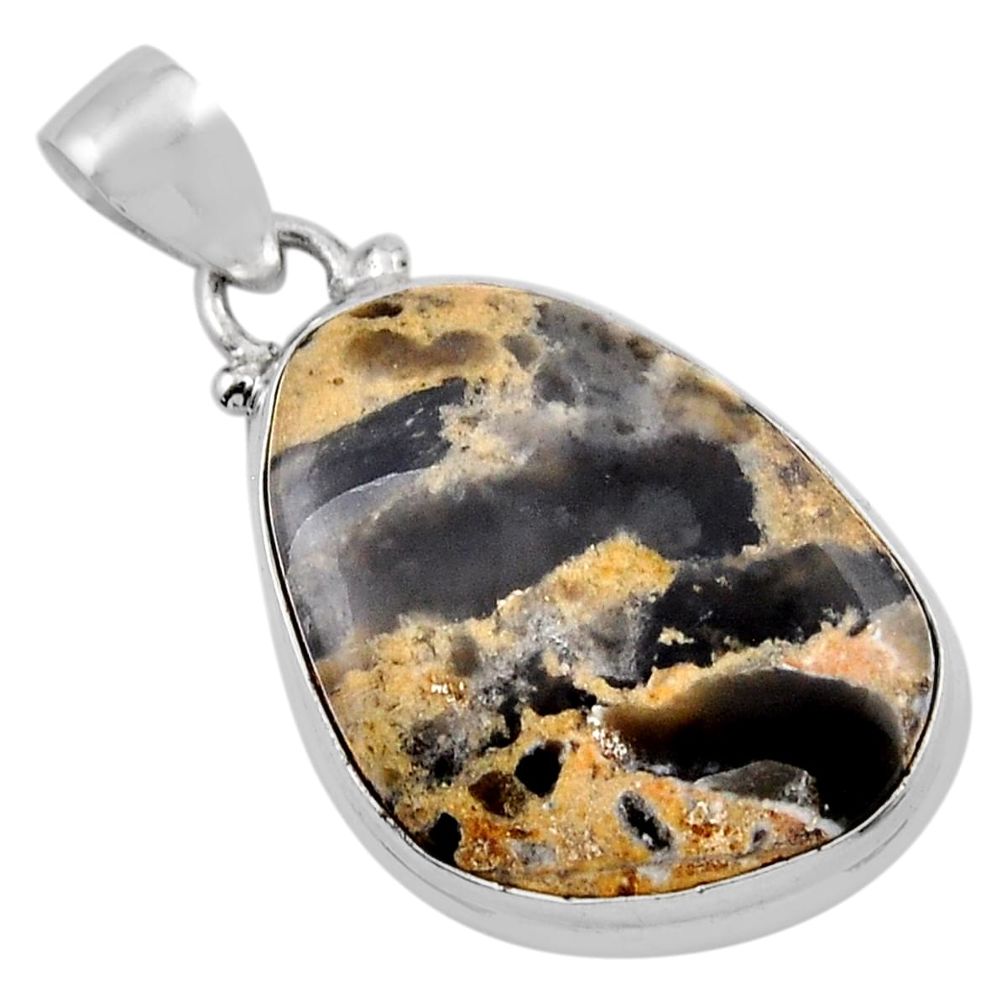 16.06cts natural brown coffee bean jasper 925 sterling silver pendant y42208
