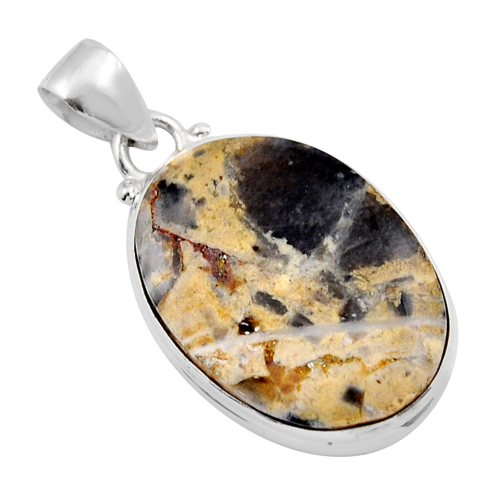 14.45cts natural brown coffee bean jasper 925 sterling silver pendant y42209