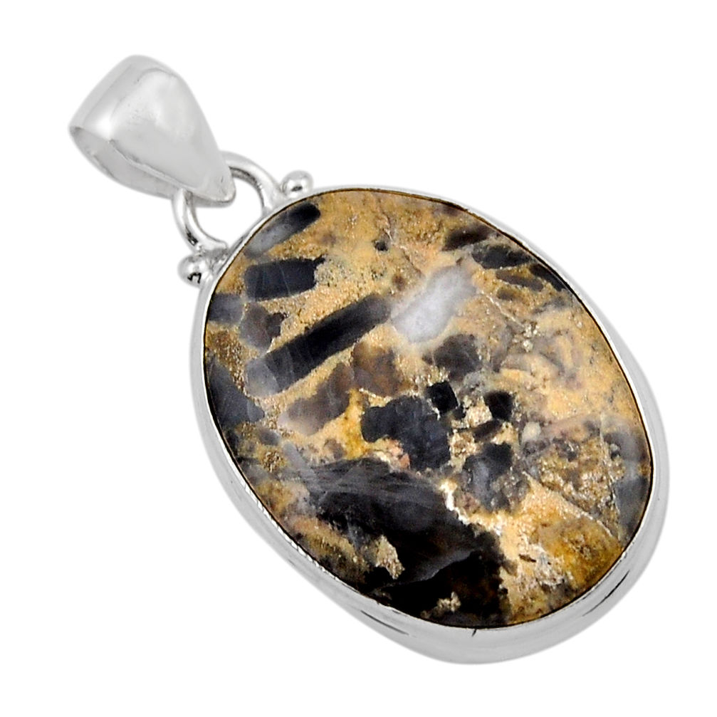 15.89cts natural brown coffee bean jasper 925 sterling silver pendant y42219