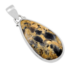 15.53cts natural brown coffee bean jasper pear sterling silver pendant y42214
