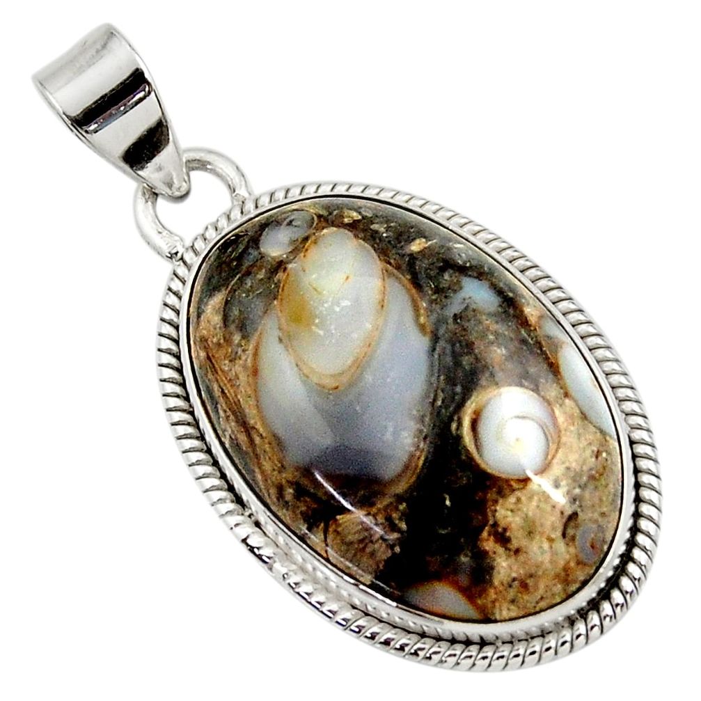  brown colus fossil 925 sterling silver pendant jewelry d45390