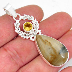 18.46cts natural brown cotham landscape marble citrine 925 silver pendant y21281