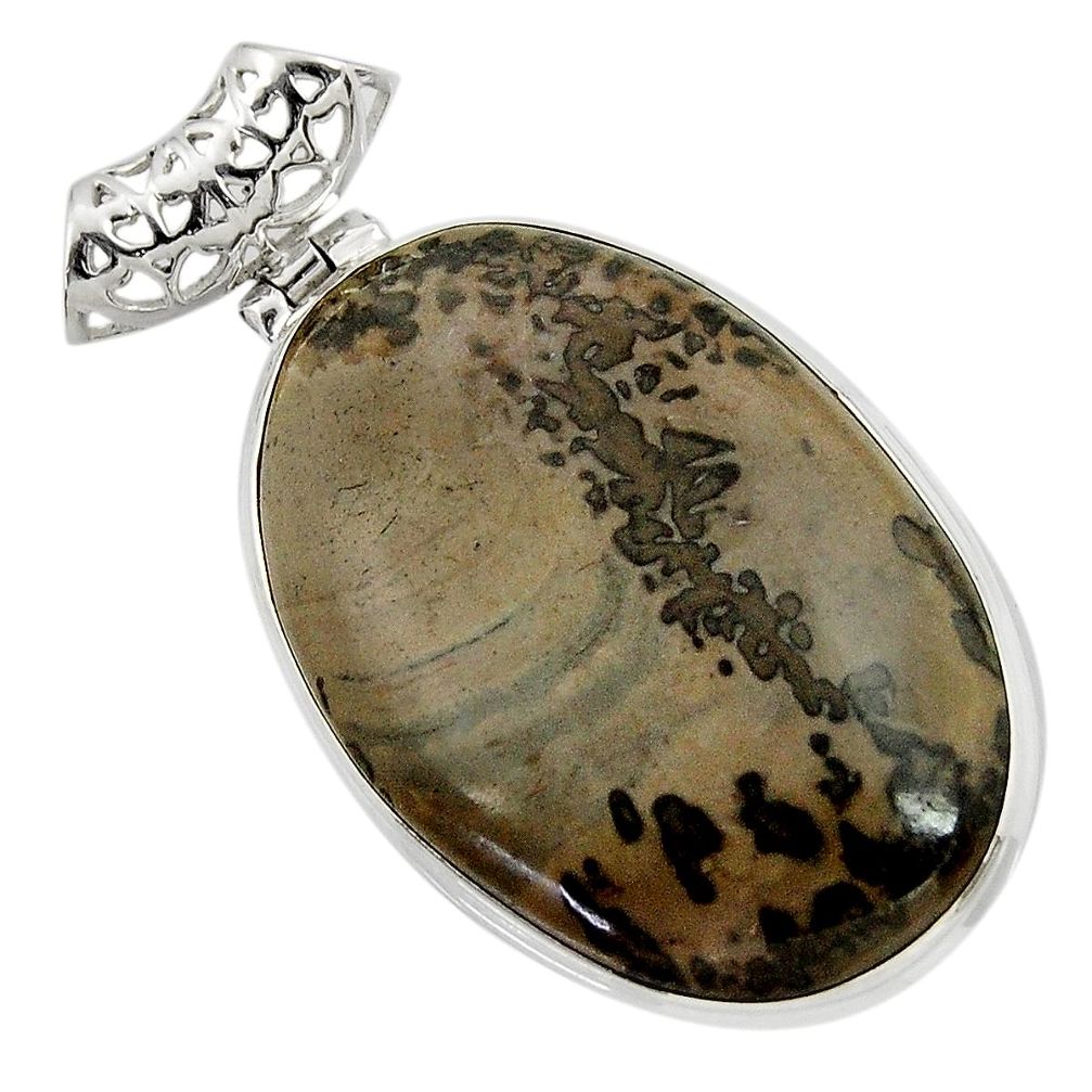  brown cotham landscape marble oval 925 silver pendant d41581