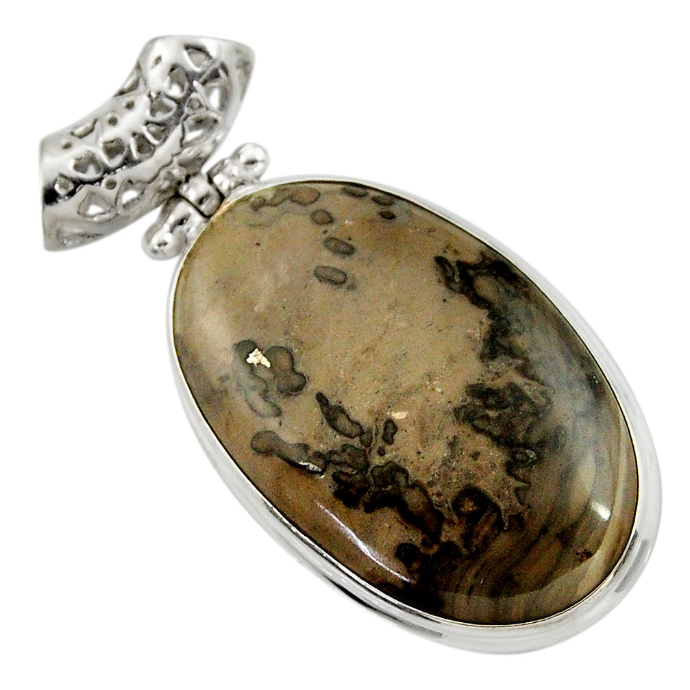  brown cotham landscape marble oval 925 silver pendant d41591