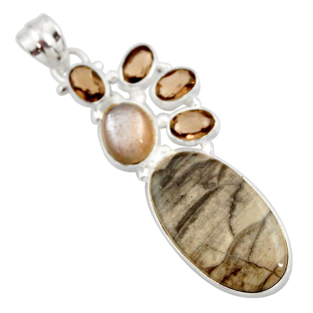  brown cotham landscape marble oval 925 silver pendant d42248