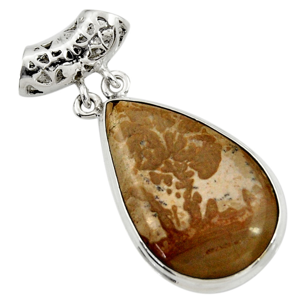  brown cotham landscape marble pear 925 silver pendant d41589