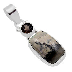 8.28cts natural brown cotham landscape marble smoky topaz silver pendant n25345