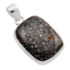 15.06cts natural brown dinosaur bone fossilized octagan silver pendant y88843