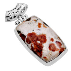 29.78cts natural brown garnet in limestone spessartine 925 silver pendant n25016