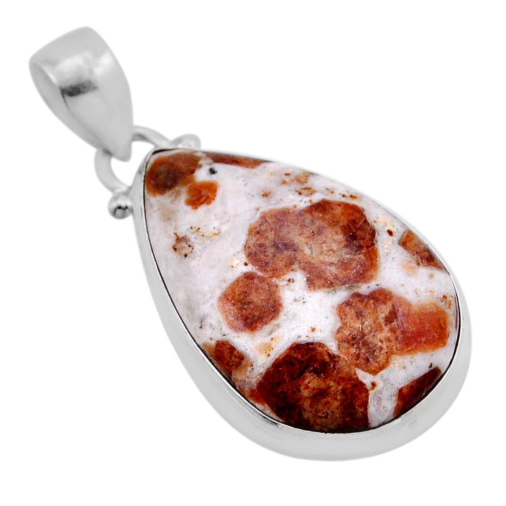 15.82cts natural brown garnet in limestone spessartine 925 silver pendant n51186