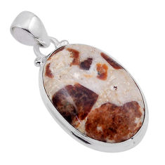 16.94cts natural brown garnet in limestone spessartine 925 silver pendant n51598