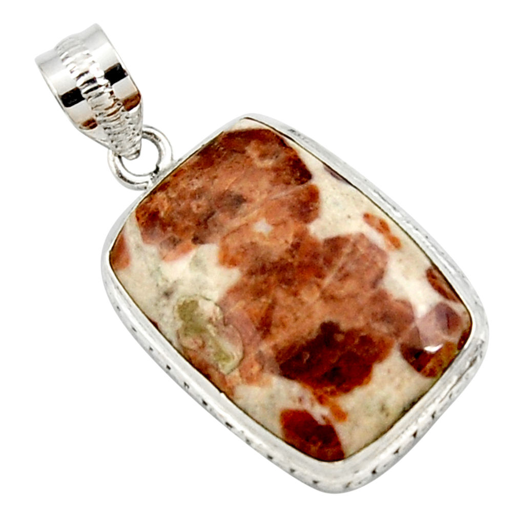 18.70cts natural brown garnet in limestone spessartine 925 silver pendant r27841