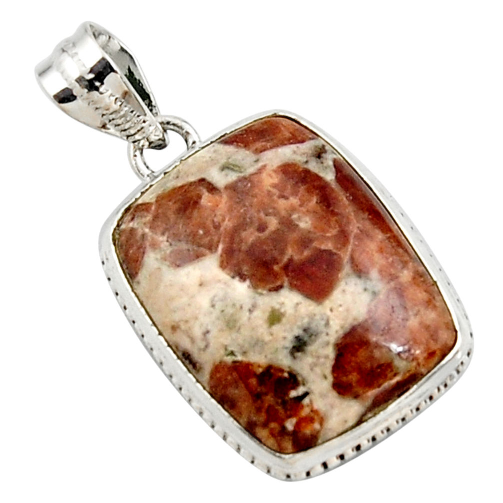 19.23cts natural brown garnet in limestone spessartine 925 silver pendant r27843