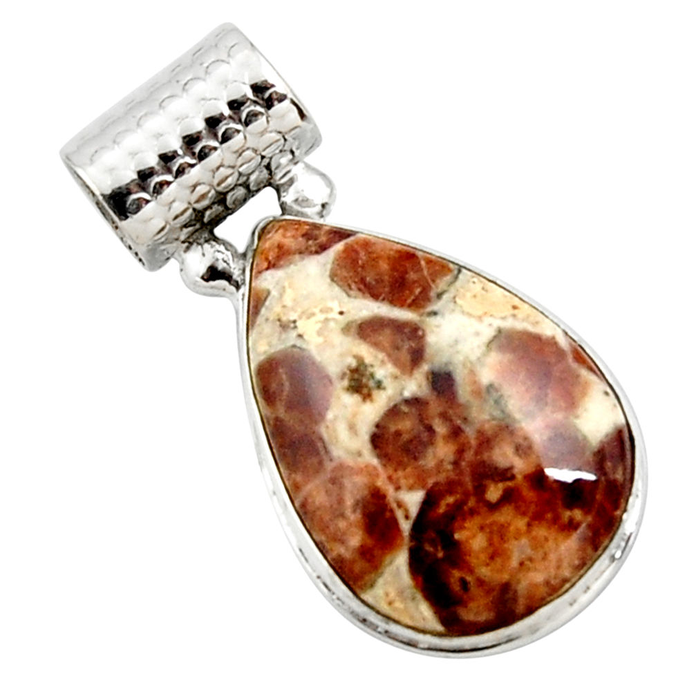 18.15cts natural brown garnet in limestone spessartine 925 silver pendant r27846