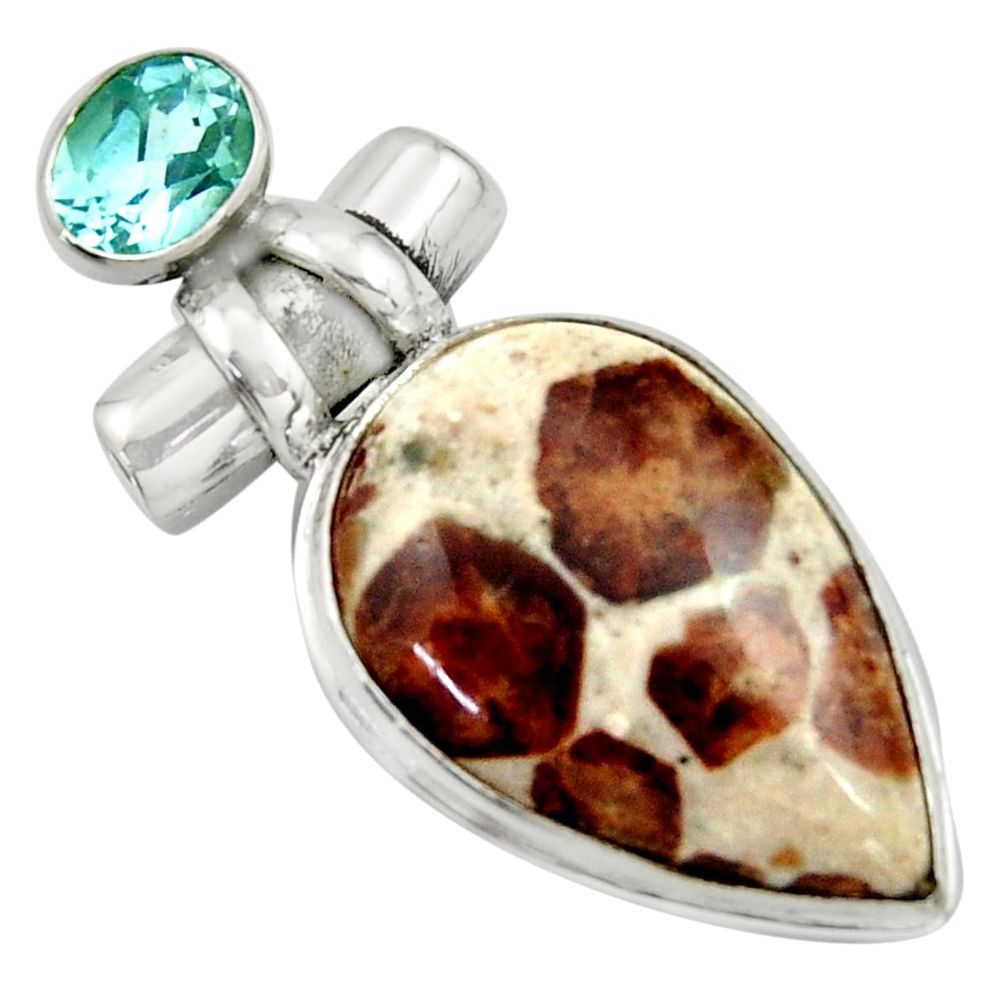 27.08cts natural brown garnet in limestone spessartine 925 silver pendant r41667