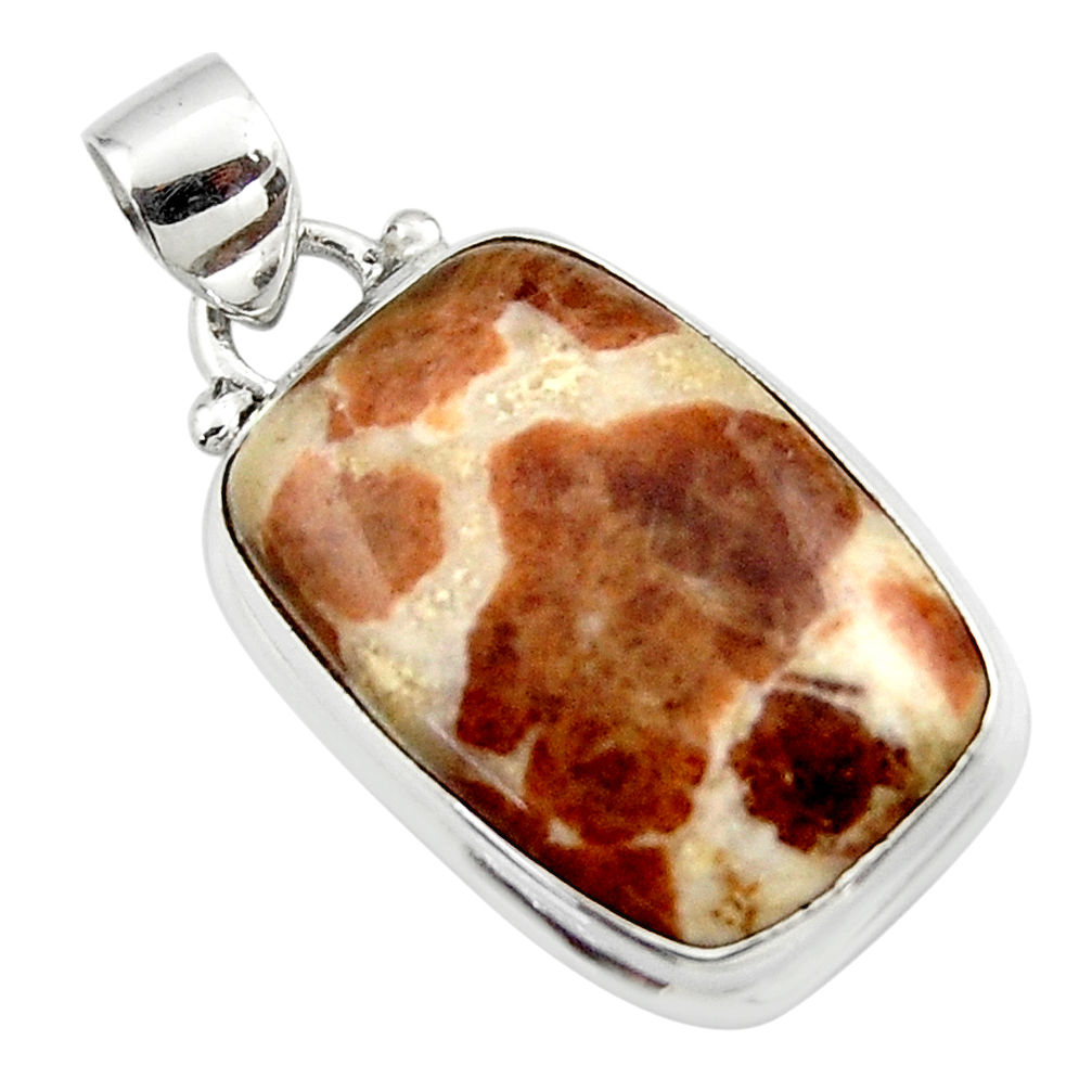 15.55cts natural brown garnet in limestone spessartine 925 silver pendant r46264