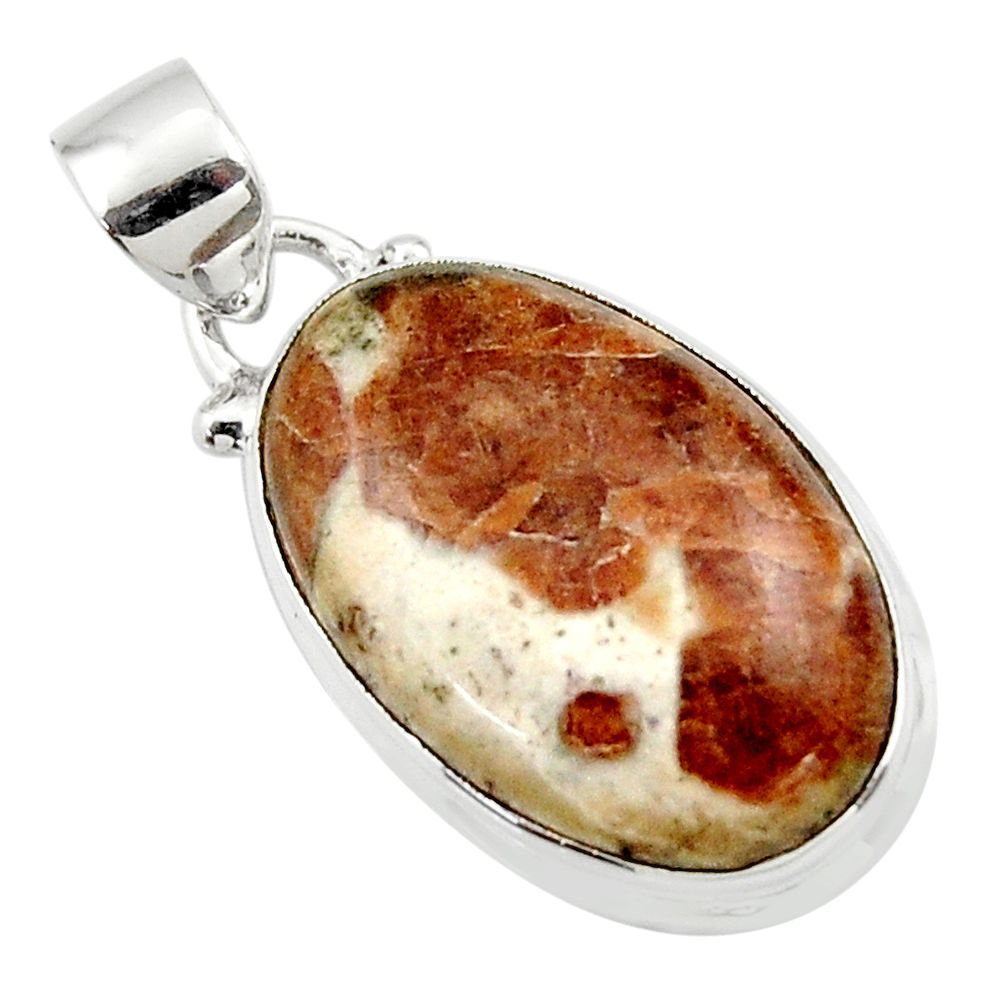 14.33cts natural brown garnet in limestone spessartine 925 silver pendant r46265