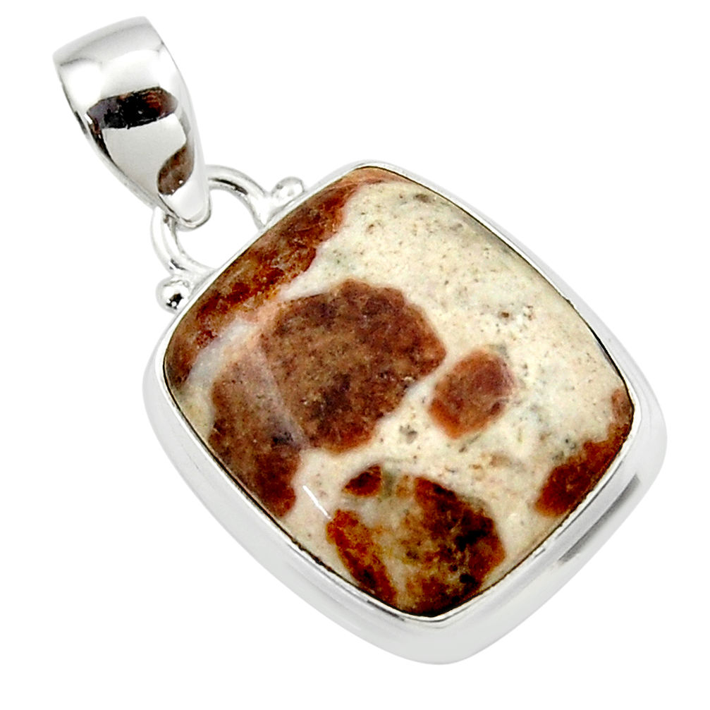 15.58cts natural brown garnet in limestone spessartine 925 silver pendant r46270