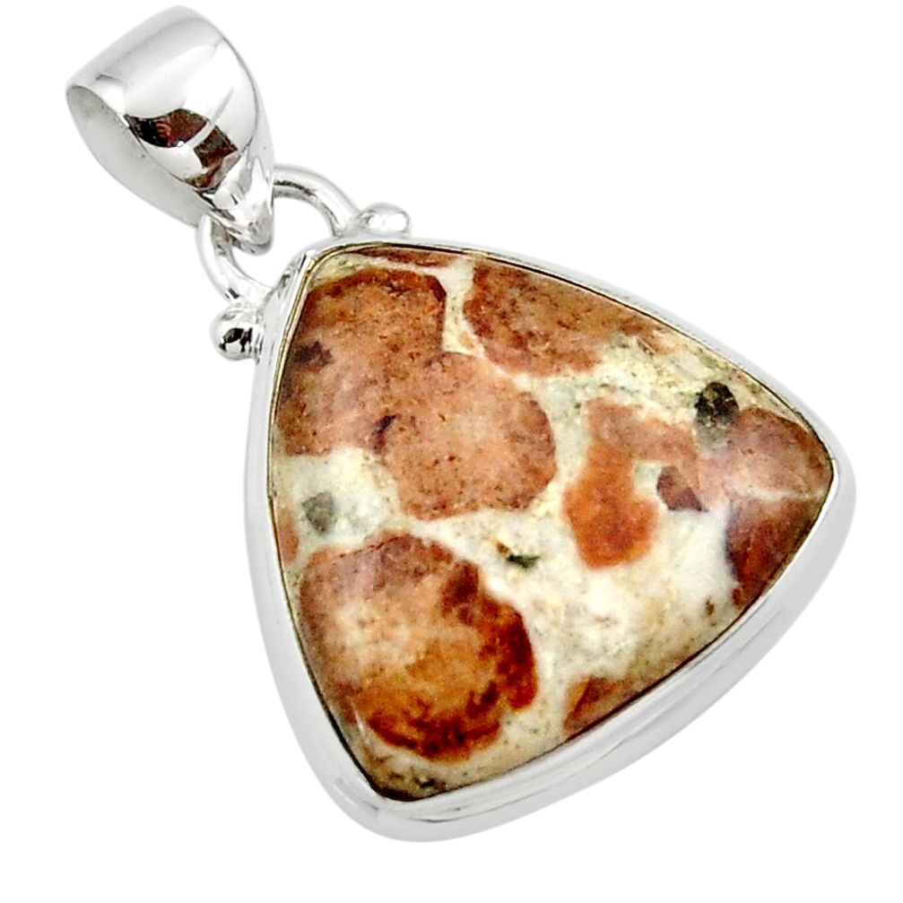 13.67cts natural brown garnet in limestone spessartine 925 silver pendant r46276