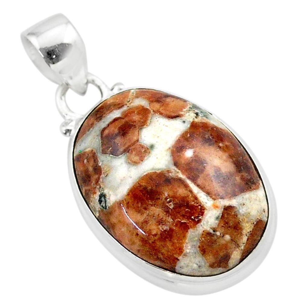 16.70cts natural brown garnet in limestone spessartine 925 silver pendant t38625