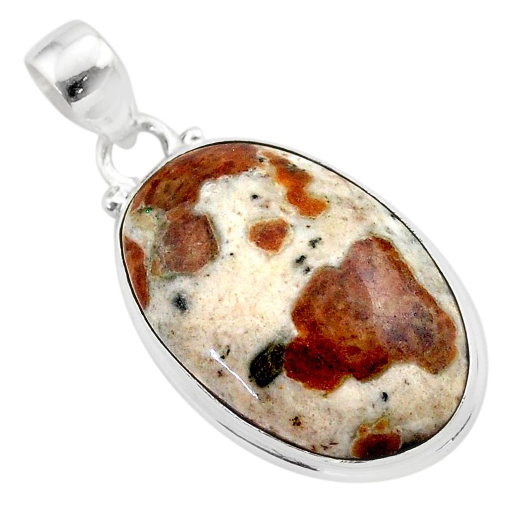 17.57cts natural brown garnet in limestone spessartine 925 silver pendant t38626