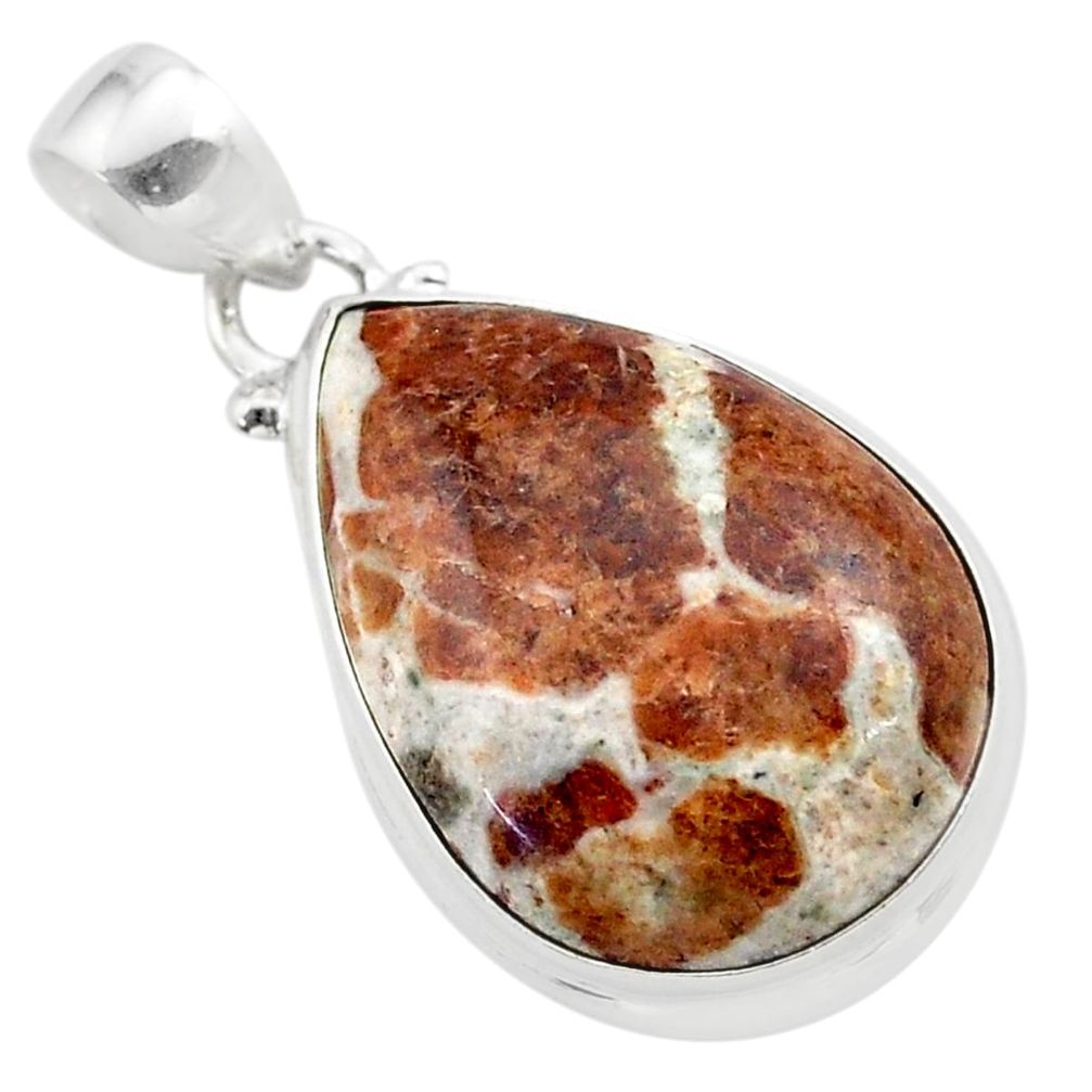 18.70cts natural brown garnet in limestone spessartine 925 silver pendant t38628