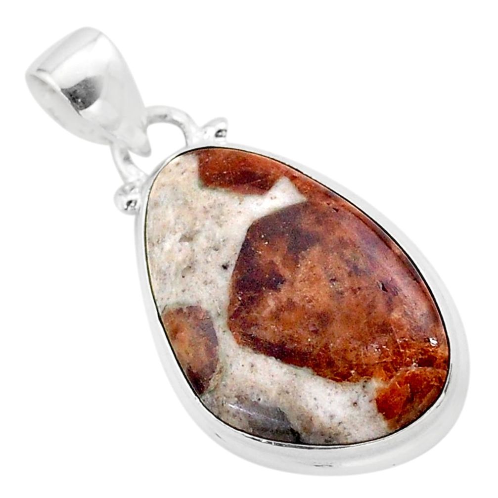 13.10cts natural brown garnet in limestone spessartine 925 silver pendant t38636