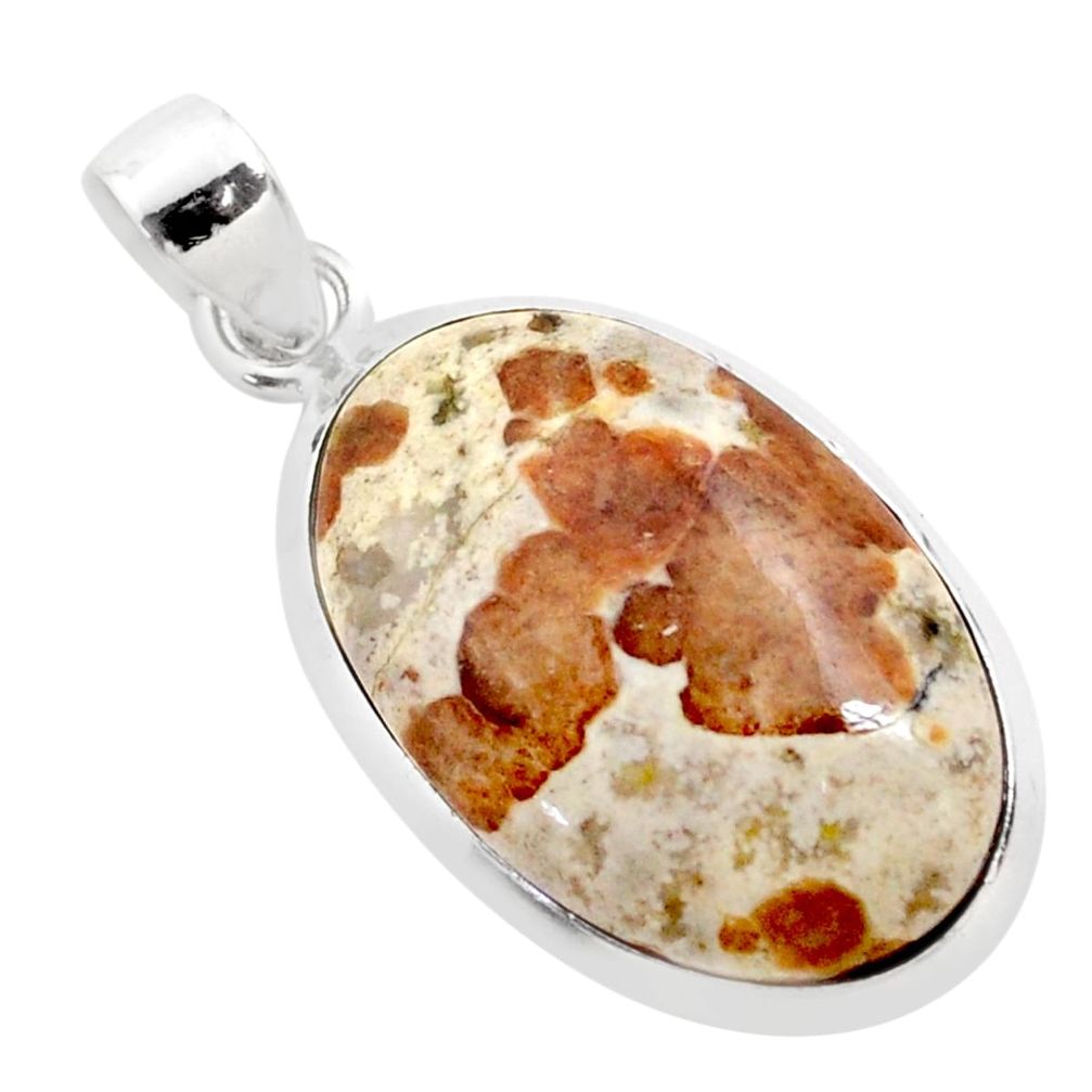 15.81cts natural brown garnet in limestone spessartine 925 silver pendant t77762