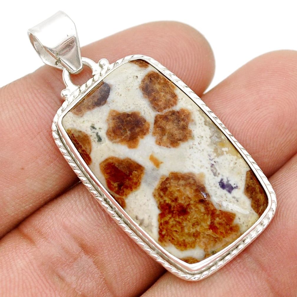 23.98cts natural brown garnet in limestone spessartine 925 silver pendant u75003